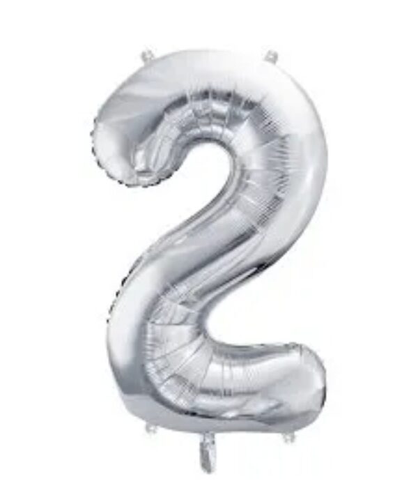 Folijski balon broj 2, srebrna boja