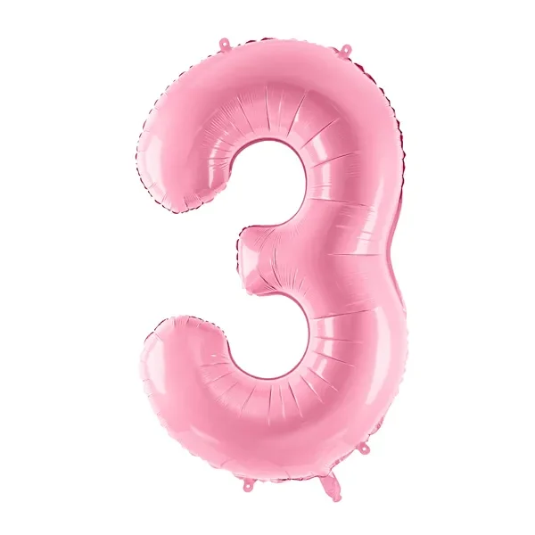 Folijski balon broj 3, pink, 86 cm