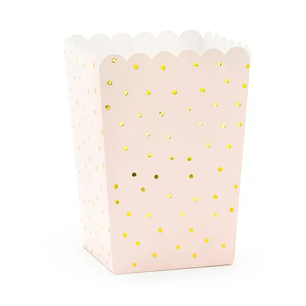 Kutija za kokice točkice, light pink, 7 x 7 x 12.5 cm, 6 kom