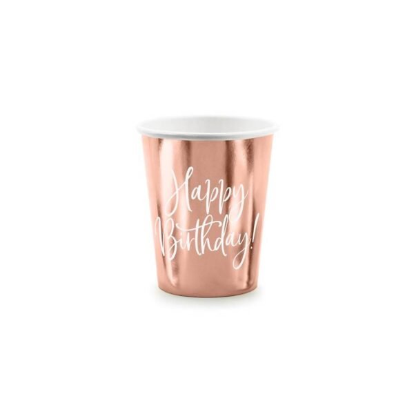 Papirnate čaše Happy B-day rosegold 26 ml 6 pcs