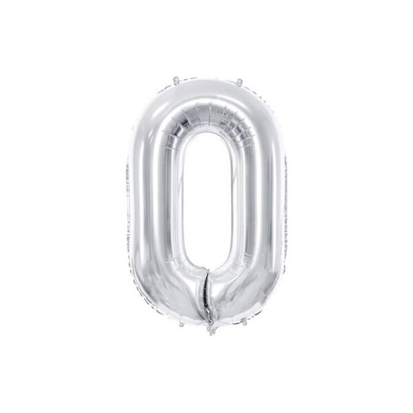 Folijski balon broj 0, srebrna boja