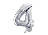 Folijski balon broj 4, srebrna boja