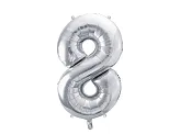 Folijski balon broj 8, srebrna boja