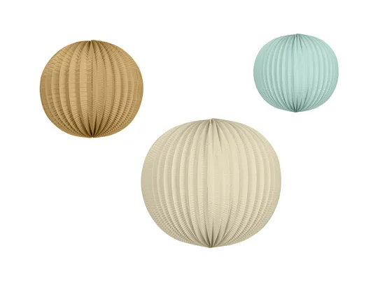 Papirnati lampioni, light blue, brown, cream, 3 kom