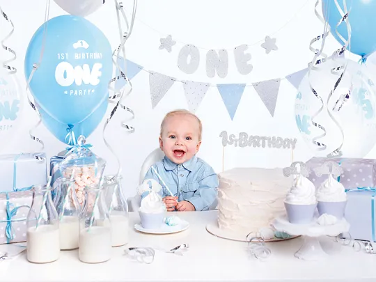 large_SET6-018_01_S Party decorations set - 1st Birthday, silver